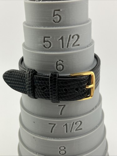 Vtg Lee Sands Ladies 35mm Watch Gold Tone Black Band Peacock Dial 6.5”-8”- RUNS - Picture 16 of 20