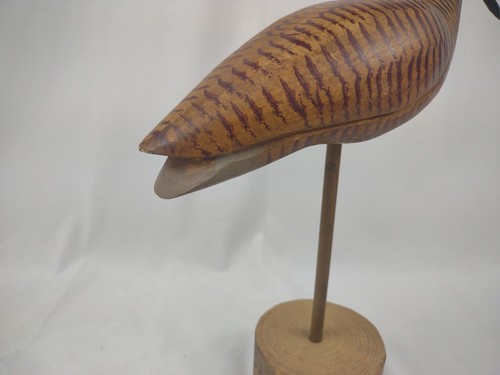 Vintage Hand Carved Wood Shore Bird Sculpture Painted Decoy Folk Art 11" rustic - Picture 10 of 12