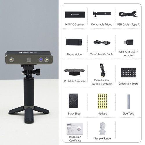 Revopoint MINI 3D Scanner 0.02 mm Precision 10 Fps Scan Speed - STANDARD PACKAGE - Afbeelding 7 van 11