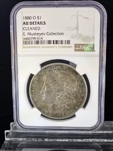 +1880 O $1 AU DETAILS CLEANED NGC Certified SILVER COIN # 346