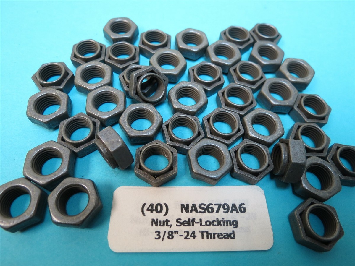 40 ea. NAS679A6 Self-Locking Low-Height Nut 3/8”-24 Aerospace