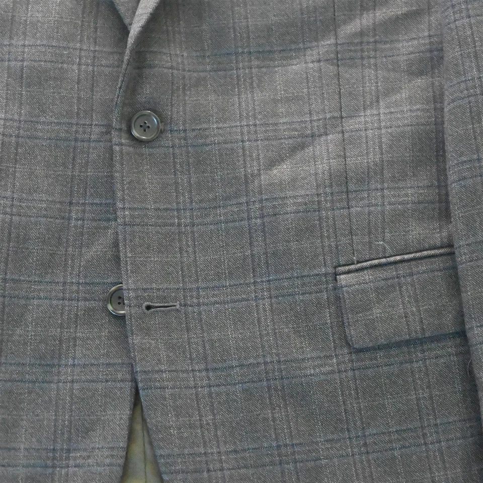 Chaqueta Blazer Abrigo Deportivo Pronto Uomo 46R Gris Azul Púrpura Ventana 100% Lana Foto 3 de 4