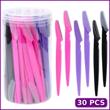 30 Pack 3 Color Eyebrow Razor Bulk Bottle Set Dermaplane Facial Hair Remover