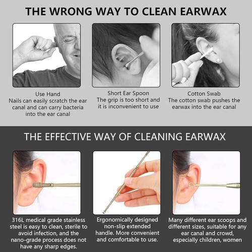 6 Pcs Ear Wax Removal Kit,Professional Double-Headed Ear Pick Earwax Removal Too - Picture 3 of 7