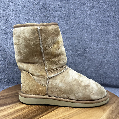 UGG Boots Classic Short 5825 Chestnut Brown Suede Leather Lined Women's Size 6