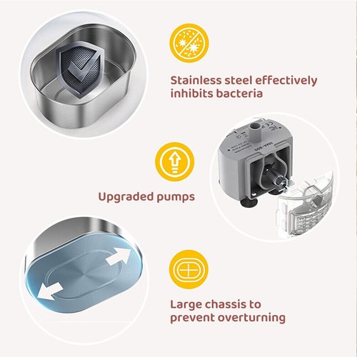 304 Stainless Steel Water Fountain Pet Dog Cat Drinking Dispenser Filter Feeder - Picture 13 of 16