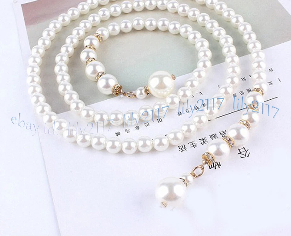 白色黑色贝壳珍珠腰腹链女式腰带配件身体珠宝首饰 — 第 2/4 张图片