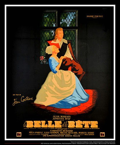 THE BEAUTY AND THE BEAST  Large French Vintage Movie Poster Original 1946