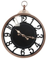 Traditionelle Wanduhr Schwarz/Kupferfarben ø 44 Cm Rund Arabische Ziffern Alloza