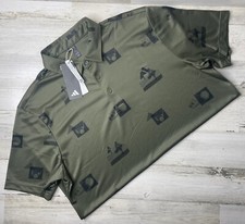 Adidas Golf Polo Performance All Over Print AOP Green HR7999 Men  s Size: L NWT 