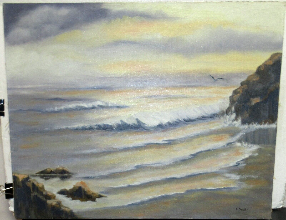 L.SMITH ORIGINAL OIL ON CANVAS SEASCAPE PAINTING | eBay