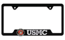 3D MARINE CORPS BLACK METAL LICENSE PLATE FRAME USA MADE