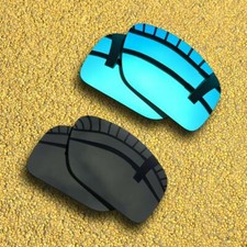 US 2 Pairs Lenses Replacement for-Oakley Double Edge OO9380 Polarized-Black Blue