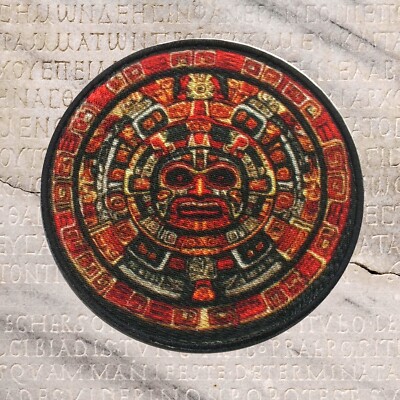 MAYAN DOOMSDAY CALENDAR PATCH iron-on AZTEC SUN STONE PIEDRA DEL SOL