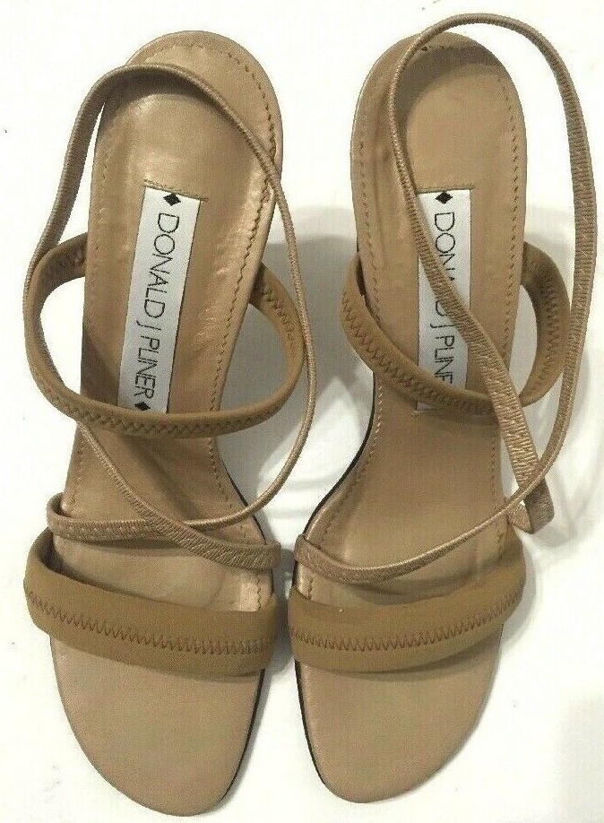 Donald J Pliner Strappy Elastic Sandal Slingback Heels Beige  display picture 3