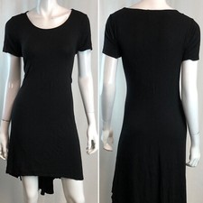Philosophy Women’s Medium Black Stretchy Short Sleeve High Low Shift Shirt Dress