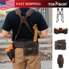 TOURBON Leather Logging Belt Kits Felling Tools Carry Suspenders Adjustable Gift