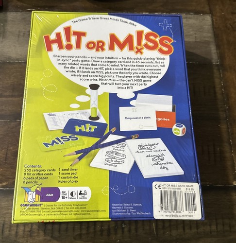 Hit or Miss Game Family Party Great Minds Think Alike RARO SELLADO NUEVO Gamewright - Imagen 2 de 2