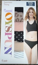 Joyspun 6-Pair Women's Seamless Thong Underwear Panties Polyester Blend A , 3XL