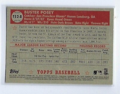 2021 Topps - Chrome 1952 Topps Redux Buster Posey #TC52-8