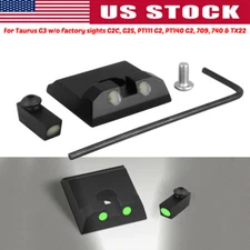 Fiber Optic 3 Dot Sights Front Rear Green Dot for Taurus G3 w/o Factory Sights