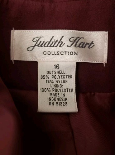 Judith Hart Collection Jacket Size 16 Full Zip Wine Burgundy Lined Womens - Picture 7 of 8