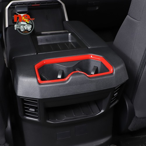 ABS Red Kit Center Rear Cup Holder Cover Trim For Toyot@ Tundr@ Sequoi@ 2022-23 - Picture 5 of 12
