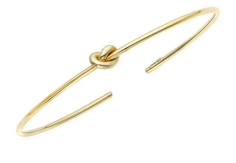 14k Yellow Gold Slip-On Polished Love Knot Bangle Bracelet 2.8 Grams