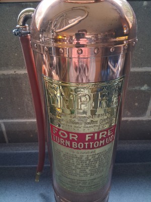 Antique Empire Copper Fire Extinguisher. American LaFrance Foamite