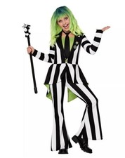 Spirit Halloween Kids Beetlejuice Striped Jumpsuit Costume Size Large