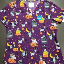 Halloween Cherokee Medical Scrubs V Neck Medium NEW NWT