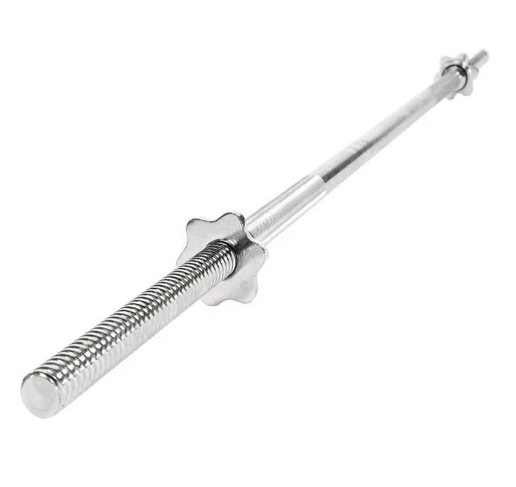 Barra de ejercicio cromada 60 pulgadas roscada barra sólida salud y estado físico soleado Foto 2 de 3