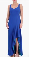 Vince Camuto Royal Blue Ruffle Slit Scuba Crepe Gown | Size 6 | Damaged NWT