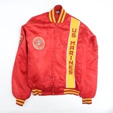 Vintage US Marine Corps Satin Bomber Jacket Size Large Patches USMC 90s