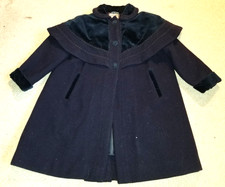 Girls Coat-ROTHSCHILD-navy blue 100 wool lined velvet trim Holiday Overcoat-5