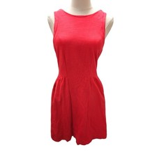 Madewell 1937 Cap Sleeve Ponte Fit and Flare Coral Dress POCKETS Womens Small