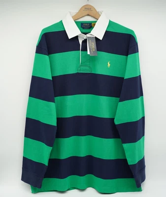 Polo Ralph Lauren Rugby Shirt T-shirt Iconic 2XL XXL Green blue Striped 3250G - Image 1 of 4