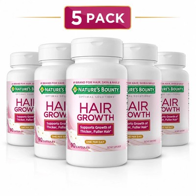 5 Pack Hair Growth Nature Bounty Support   Essential Vitamins 90 Capsules