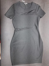 Express Black Mesh Panel Bodycon Dress – Size Small – Short Sleeve – Sheer Detai