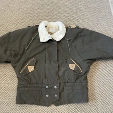 Vintage Women’s Large Jacket Brown Bomber Sherpa Cropped y2k Military