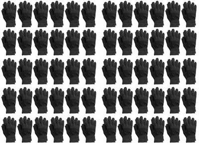 60 Units of Yacht & Smith Unisex Black Magic Gloves-Knitted Stretch Gloves,Black