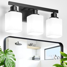 3-Light Bathroom Vanity Light,Modern Matte Black Bathroom Light Fixtures with