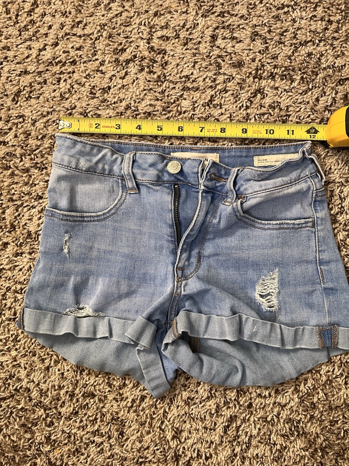 PacSun womens size 23 Super stretch shortie denim distressed light wash shorts
