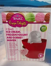 RIVAL Frozen Delight 2-Quart Ice Cream Yogurt Sorbet Maker New in Box. Appliance