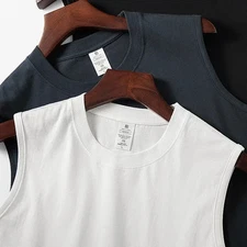 Summer New American Sleeveless O-neck Solid Color T-shirt Men's Fashion 100% Cot
