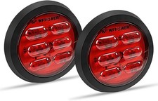 Round Red LED Trailer Tail Lights Brake Stop Turn