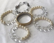 Bracelets, Stretch With Faux Pearls And Rhinestones, 2.5 -3 Inch  Stretch