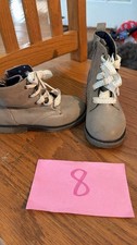 Cat And Jack Grey Lace Up Boots Girls Size 8 Vguc