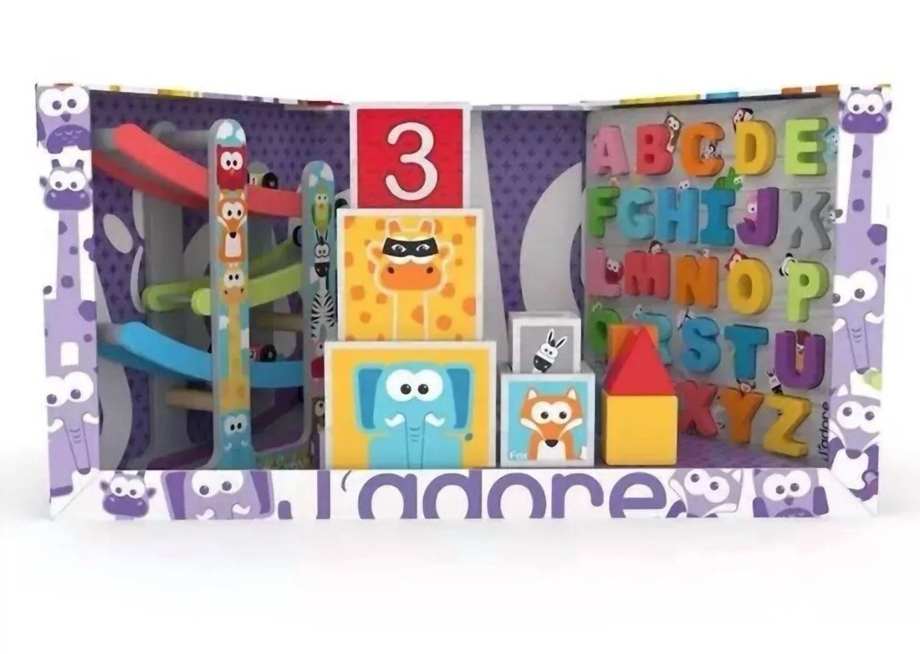 J'adore Race Track, Animal & Number Nesting Blocks, Abc Puzzle Set