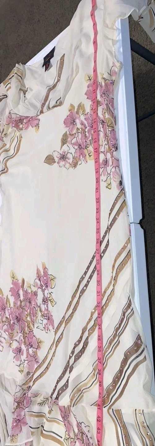 VETEMENTS Abito vintage anni 90 donna beige floreale collo cappuccio fata civetta grunge capriccioso 1X